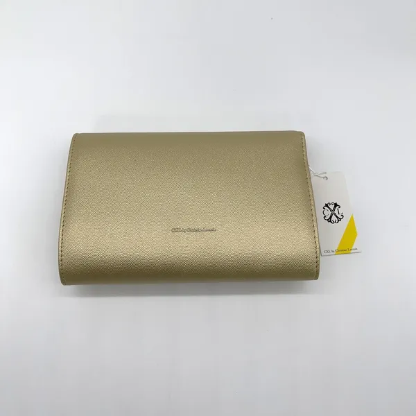 CXL by Christian Lacroix Paris Caviar Clutch Gold Metallic Minimal Glam‎ Chic - Image 2