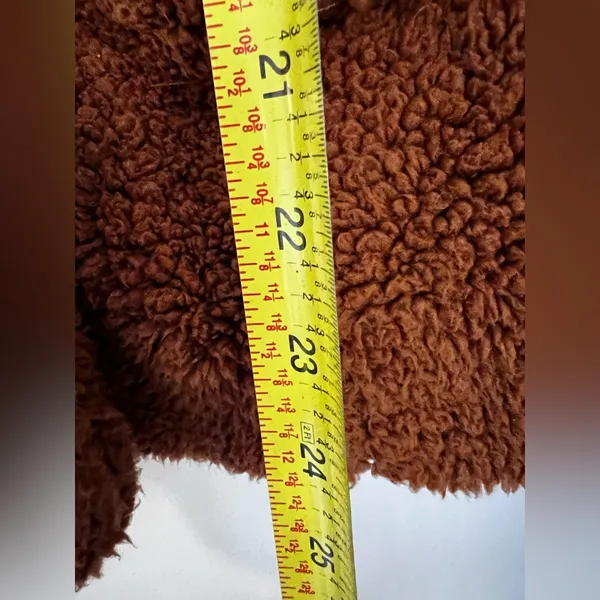Free People Sherpa Teddy Pea Coat Oversized Burnt Orange Brown Jacket Cozy XS - Image 9
