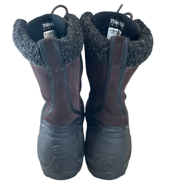 Sorel Womens Winter Boots Brown Suede Thinsulate Snow Lace Up NL1579-248‎ Size 8 - Image 5
