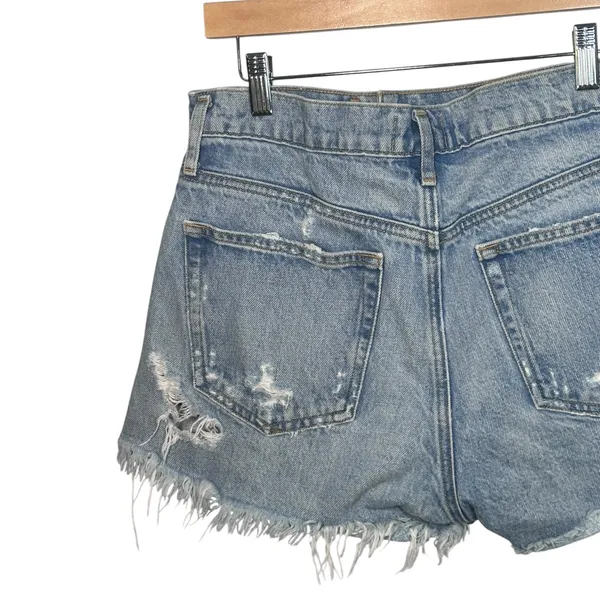 Agolde Light Blue Distressed Denim Jean Shorts - Image 3
