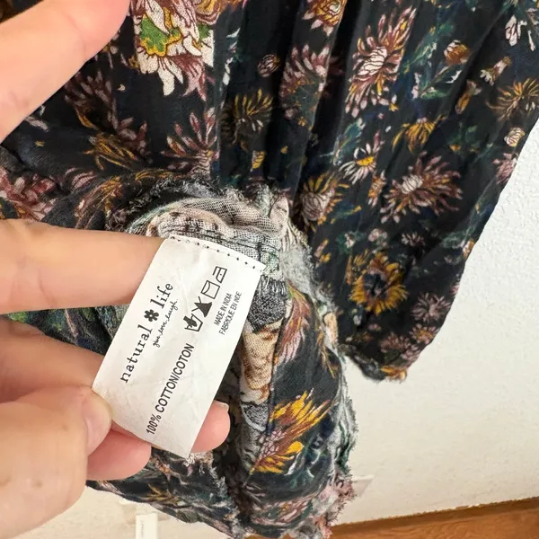 Natural Life Sienna Black Floral Mini Dress Cotton Womens Size Medium NWT - Image 6