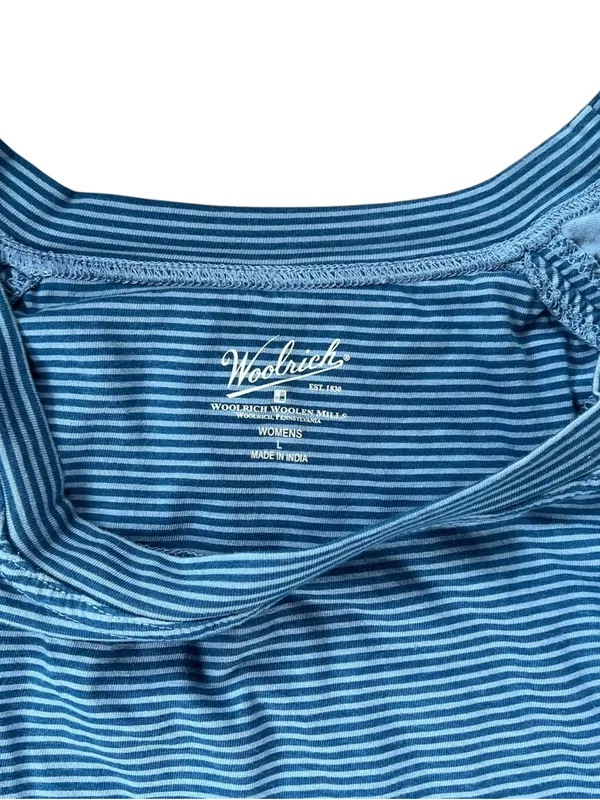 Woolrich Blue and White Thin-Striped Short Sleeve Tee - Image 2