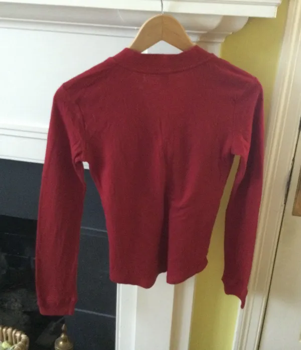 Vintage NWT Y2K Split-Neck Long Sleeve Split Neck Tee Red Cotton - Sz Small - Image 2