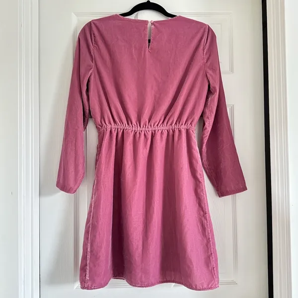 J.Crew Velvet Dress Long Sleeve Tulip Hem Pink Mauve Party Cocktail Size‎ 2 - Image 4