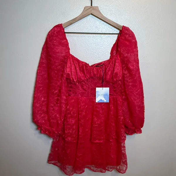 Majorelle Revolve Brielle‎ Lace Mini Dress in Cabaret Pink - Image 2