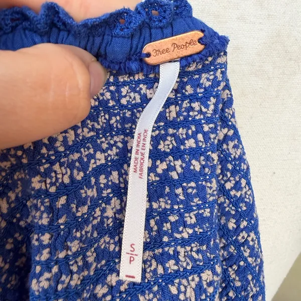 Free People Blue Floral Blouse - Image 4