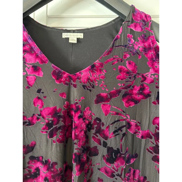 Cato Velvet Burnout Floral Cold Shoulder‎ Long Sleeve Dress Medium Purple Whimsigoth - Image 3