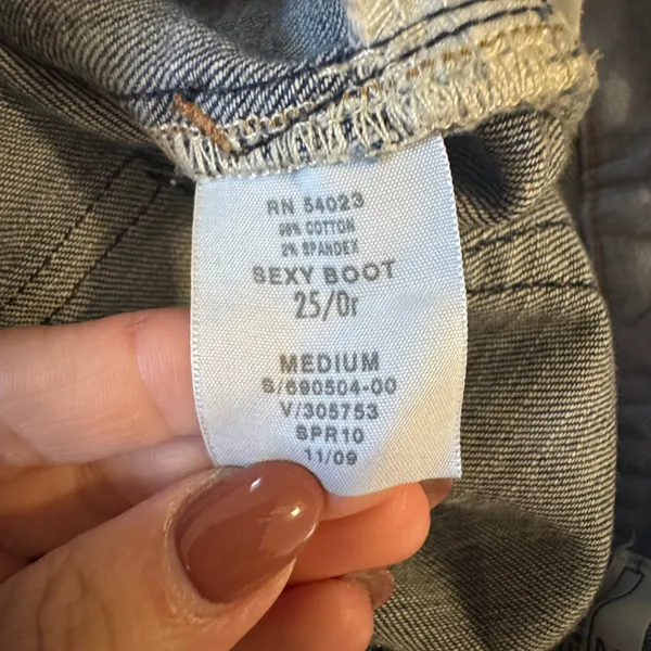 Gap 1969‎ Sexy Boot Jeans Medium Wash Blue Denim Stretch Low Rise 25/0r 0 R Y2K - Image 5