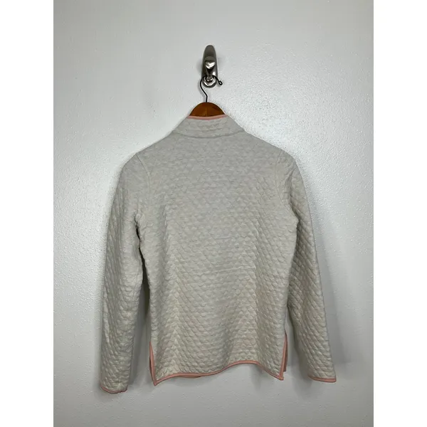 Marine‎ Layer Womens Quilted Snap Pullover Sweatshirt Cream Pink XS - Image 2
