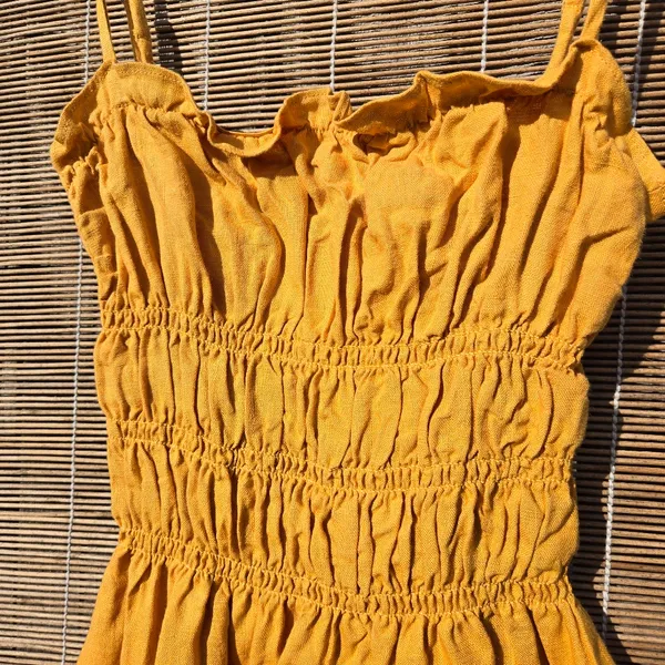 REFORMATION/ linen Tabitha Spagetti Straps Mini dress yellow 2 - Image 4