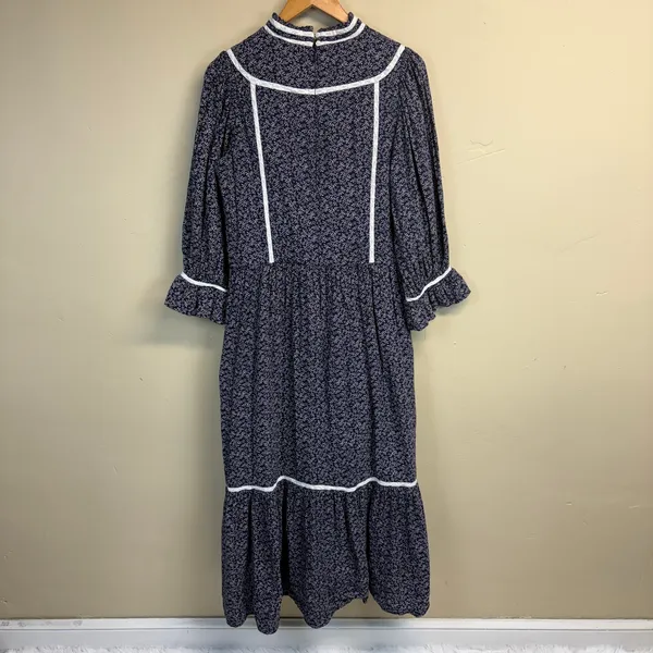 Anthropologie Meadows Amaryllis Blue White Floral Peasant Boho Dress Size 6 - Image 3