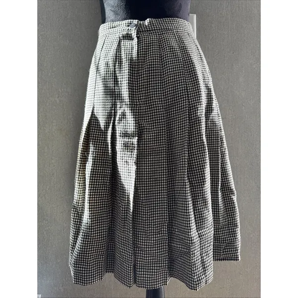 Vintage P Collections Houndstooth Pleated Midi Skirt 10 Made USA Preppy 90s - Image 2