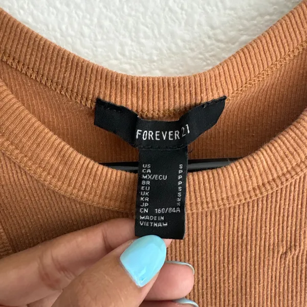 Forever 21 Womens Small Camel Brown Ribbed High Neck Cropped Tank Top - Image 6
