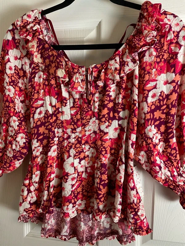 Free People Sweet Memories Blouse in Fruit Punch Combo - Size S - Image 4