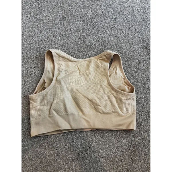 Body & Bra Front‎ Closure Sports Bra Size M Beige Seamless Comfort Activewear - Image 5