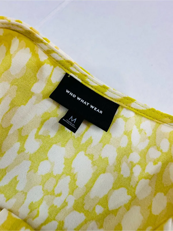 Who What Wear Yellow and White Floral Tiered Midi Dress - Image 4
