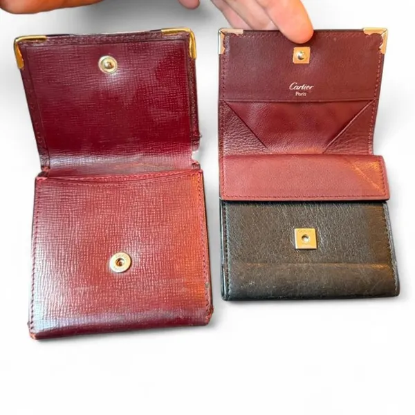 Vintage Cartier Paris Leather Coin Purse Wallet Bundle 2 Must de Cartier Black - Image 2