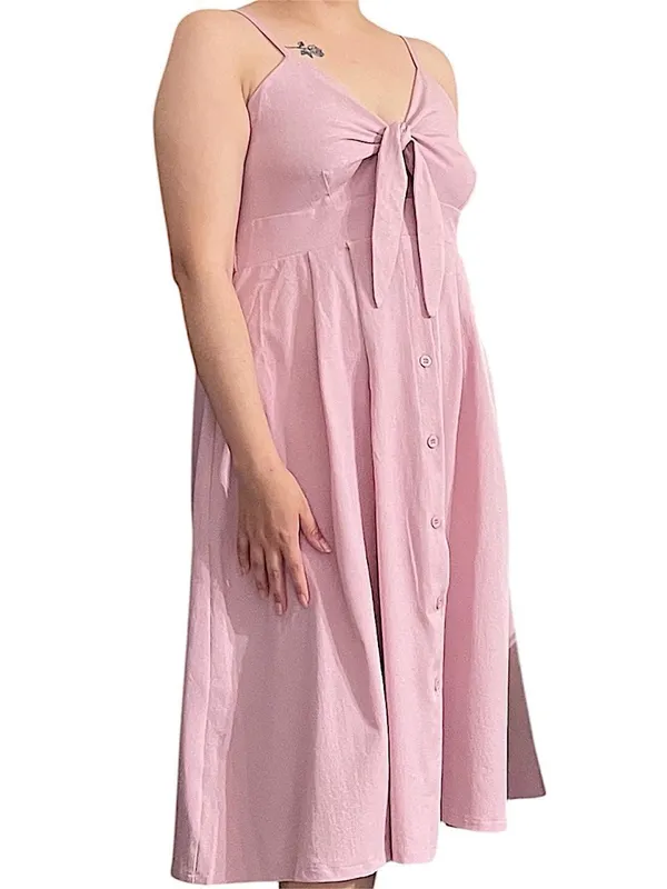 Yidarton Coquette Pink Midi Dress - Image 2