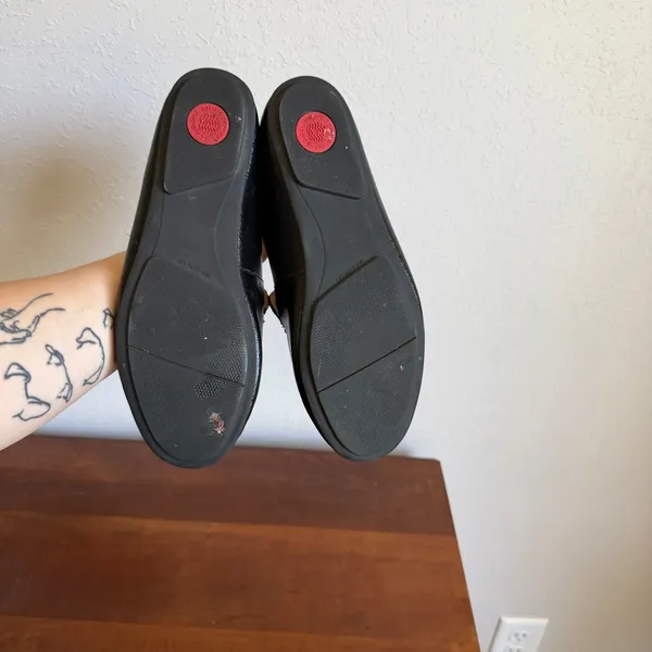 FitFlop Lena Microstud Black Leather Loafers Slip On Comfort Shoe Womens 7 - Image 7