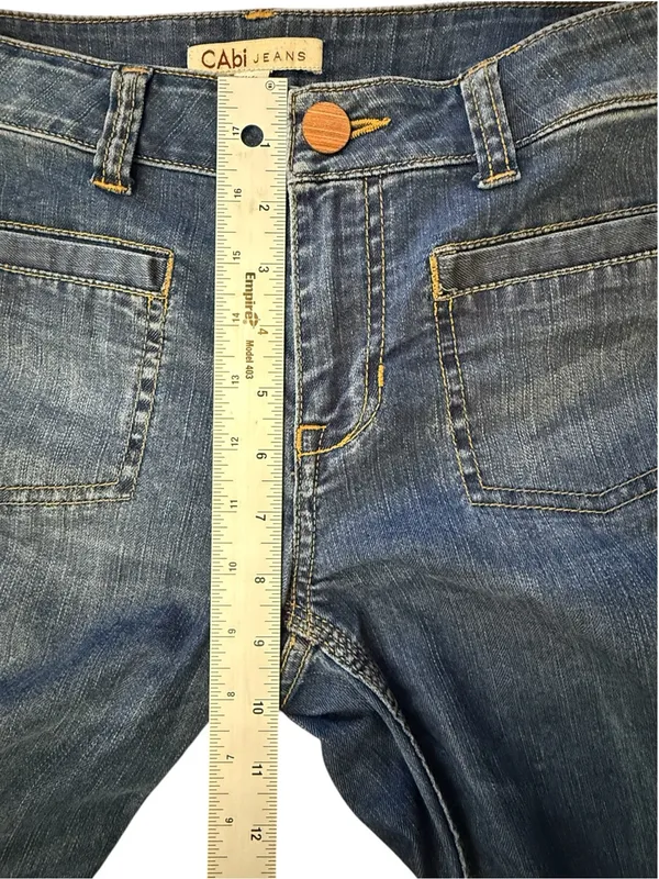 CAbi Jeans Women’s 6 Blue Denim Flare Bootcut Front Patch Pockets Stretch - Image 10