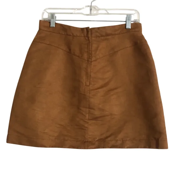 H&M Vegan Faux Leather Suede Button Front High Rise Mini Skirt 10 - Image 2