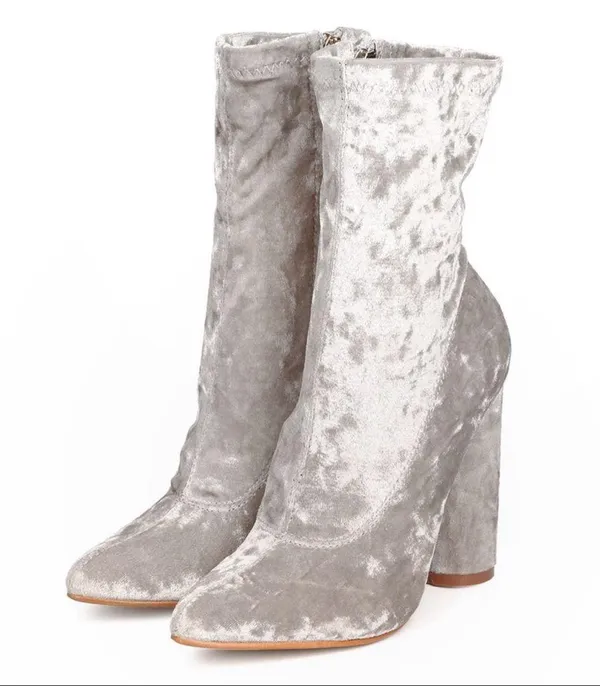 MOVING SALE Cape Robbin Grey Velvet Block Heel Suede Booties - Image 2