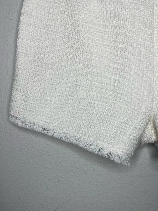Cinq a Sept Allen Boucle High Rise Frayed Hem Shorts in Gardenia Size 6 - Image 9