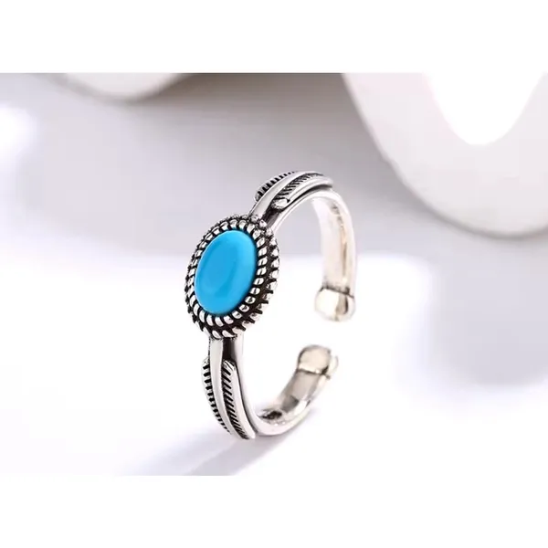 NEW Women's Boho Turquoise Ring, 925 Sterling Silver‎ Adjustable - Image 14