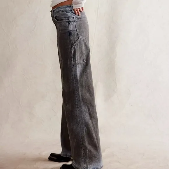 Free People Tinsley Baggy High Rise Straight Leg Shadow Of Your Love - Image 3