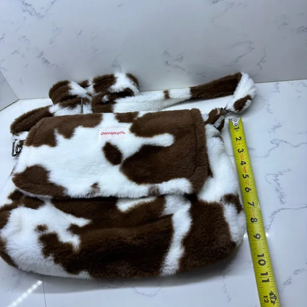 Y2K Faux Fur Crossbody Bag Cow Print Western Cowgirl indie streetwear Brown - Image 6