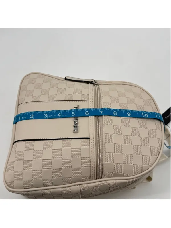 NWT Tahari Bone Checkered Mini Backpack One Size Beige - Image 9