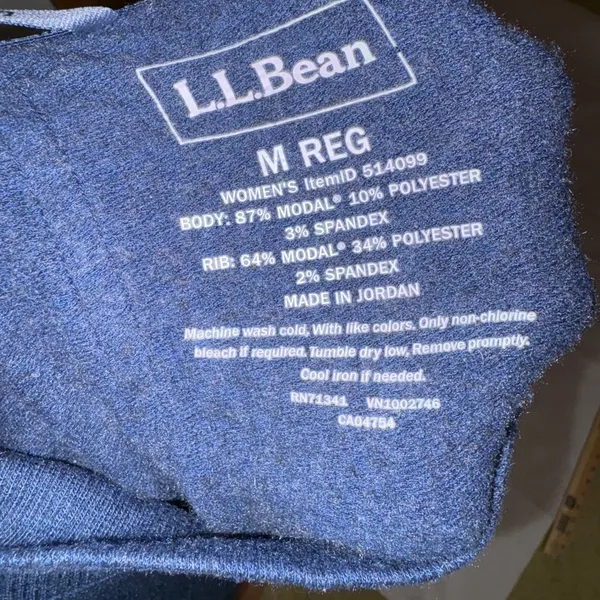 LL Bean Womens SoftFlex Blue Mock Neck Pullover Long Sleeve Thumb Hole Tunic Top - Image 7