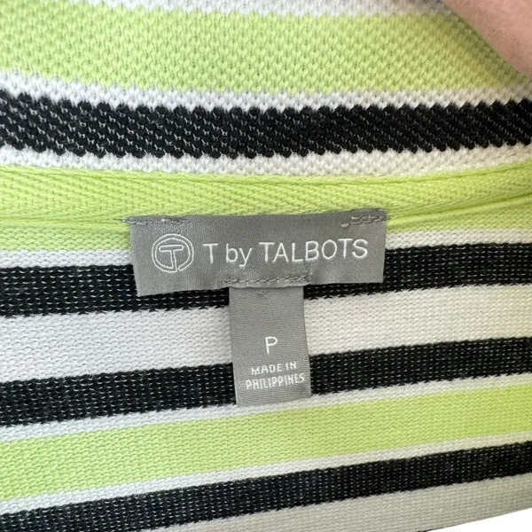T‎ By Talbots Cotton Blend Striped Terry Cloth 3/4 Sleeve 1/4 Zip Size Small P - Image 5