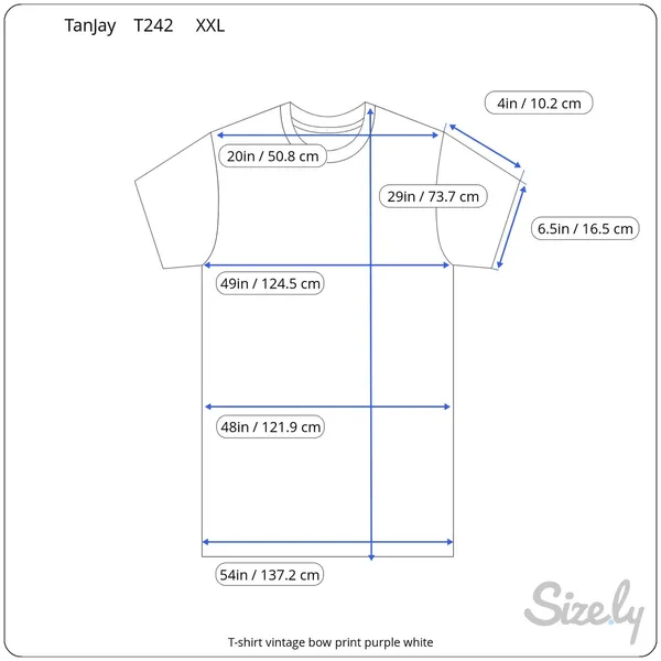 T-shirt vintage bow print purple white - Image 2