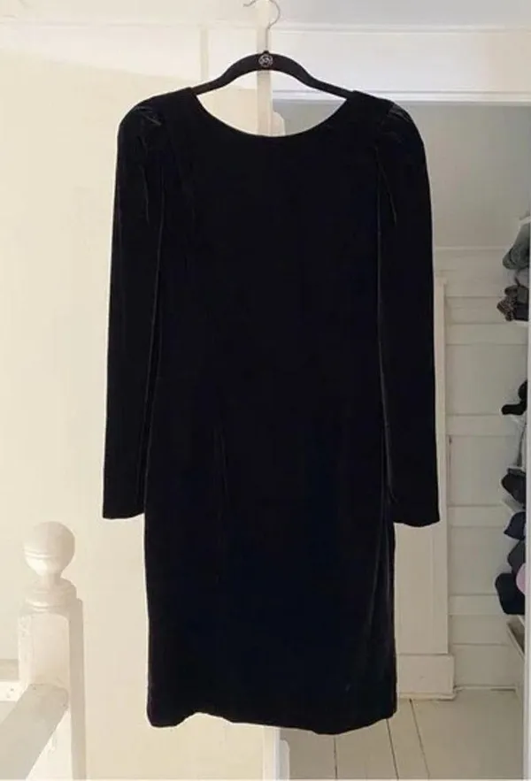 Moda Int’l Vintage 80s Velvet Backless Dress Black Size 4 - Image 7