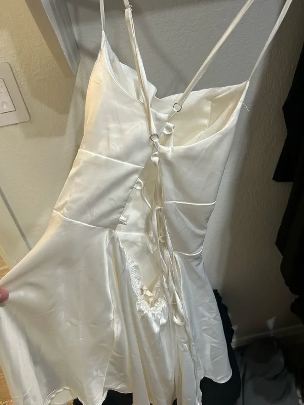 Altar’d State White Satin Slip Dress with Spaghetti Straps - Image 4
