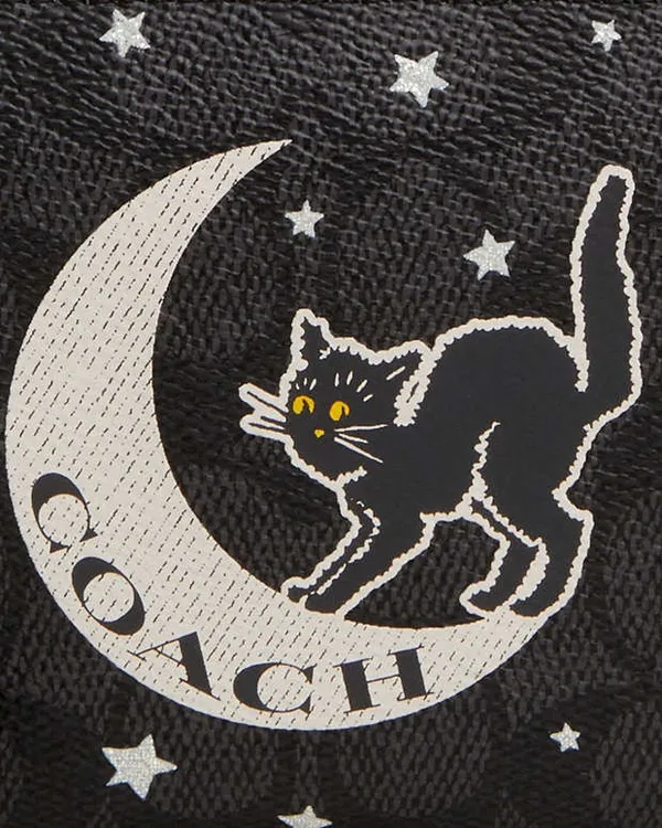 Coach NWT Signature Corner Zip Wristlet with Halloween Graphic Cat - Image 9