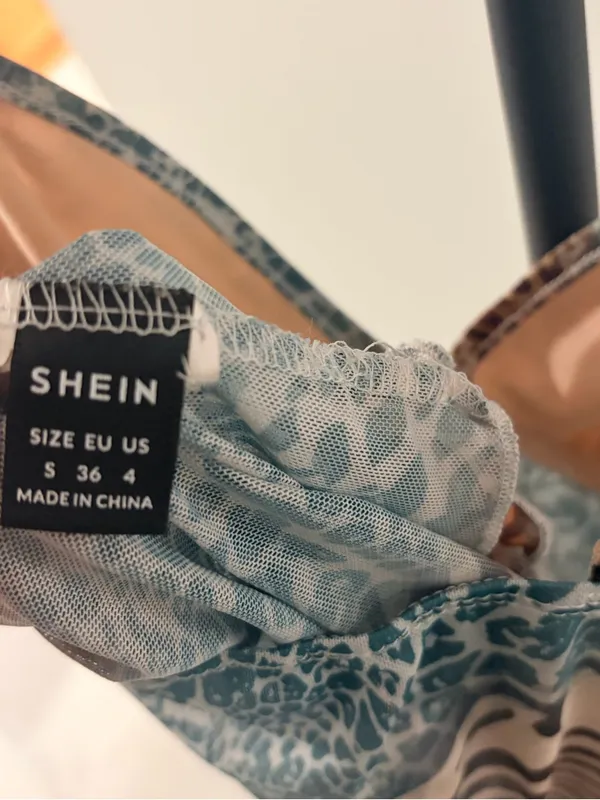 SheIn Animal Print Mesh Cami Top - Brown & Teal - Image 4