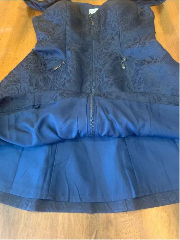 Sherri Hill Mini Dress Size 12 Navy Blue Off-Shoulder Zip Front Vintage style - Image 5
