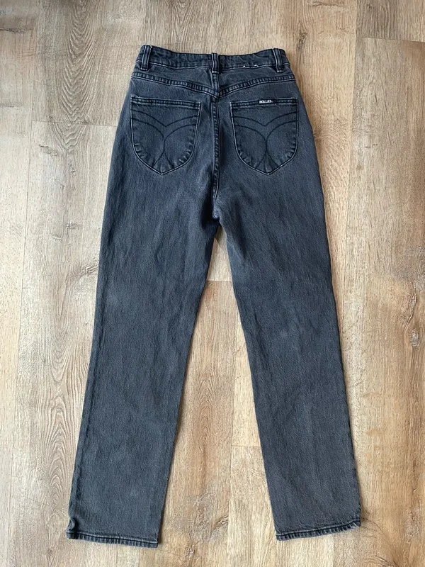 Rolla’s Original High Rise Straight Jeans Washed Black Denim Size 27 Aussie 9 - Image 7
