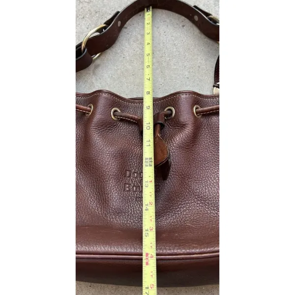 Vintage Dooney & Bourke Dark Brown Leather Drawstring Shoulder Bag Purse RARE - Image 7