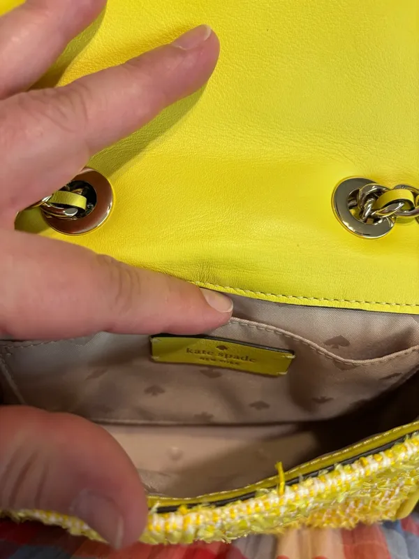 ✨ Kate Spade Yellow Tweed & Chain Convertible Crossbody Shoulder Bag ✨ - Image 7
