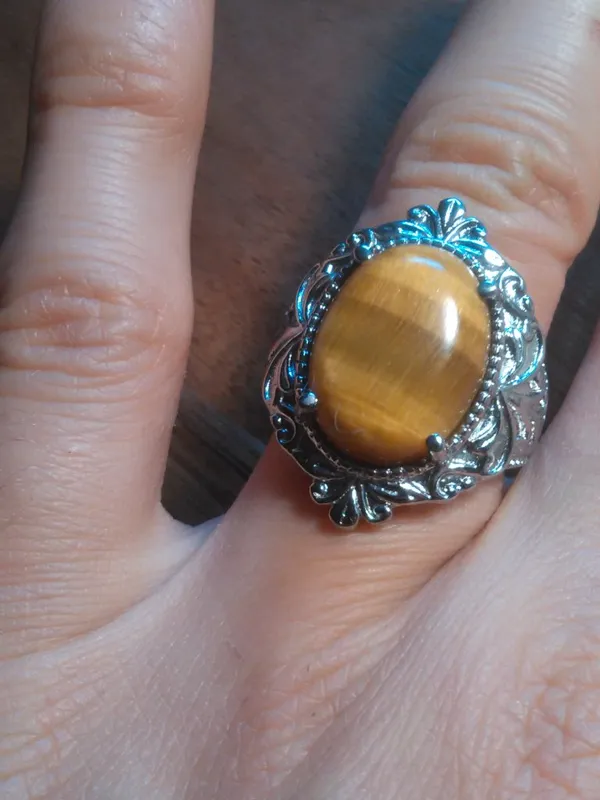 Tiger's Eye Stainless Steel Ring (Size 6) - Image 10