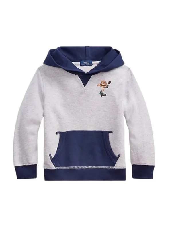 Polo Ralph Lauren Kicker Bear Cotton Hoodie Sweatshirt Football Gray Size S/M - Image 3