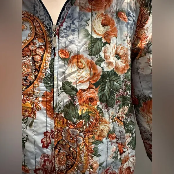 Allison Dailey Petites Quilted floral jacket. Fall colors. Inner lining … - Image 3