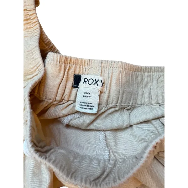 Roxy Oceanside Tan Khaki Drawstring‎ Elastic Waist Beach Shorts Womens Medium - Image 3