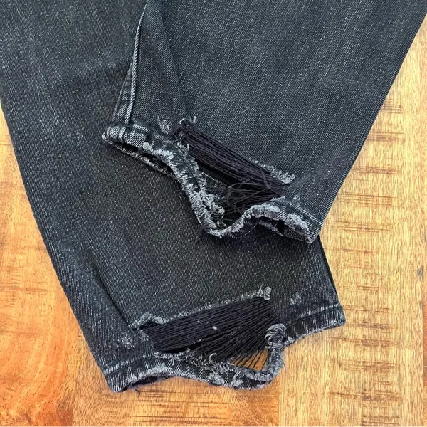 Abercrombie & Fitch‎ Ankle Straight Jeans 27 4 Ultra High Rise Black Distressed - Image 7