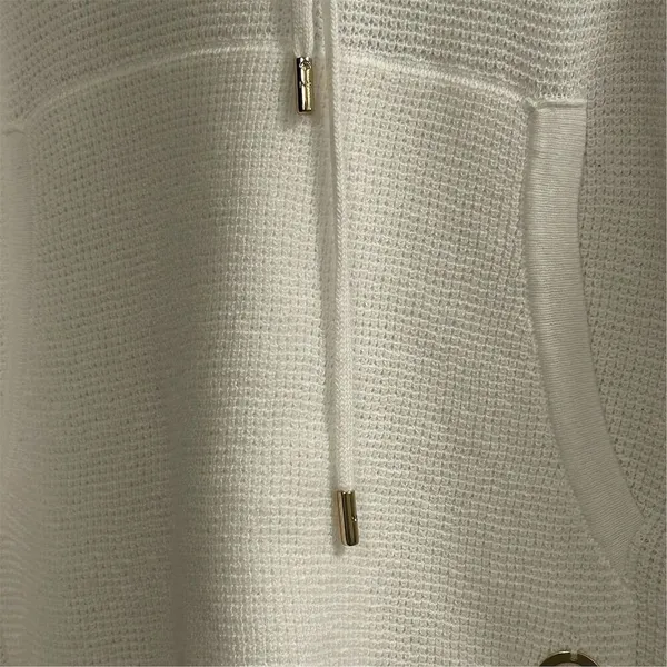 Michael Kors Women's White Ribbed Hoodie Sweater‎ Size M Pullover - Image 5