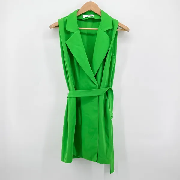 Amanda Uprichard Wintour Wrap Dress in Grass‎ Sleeveless Belted Size Small Mini - Image 2