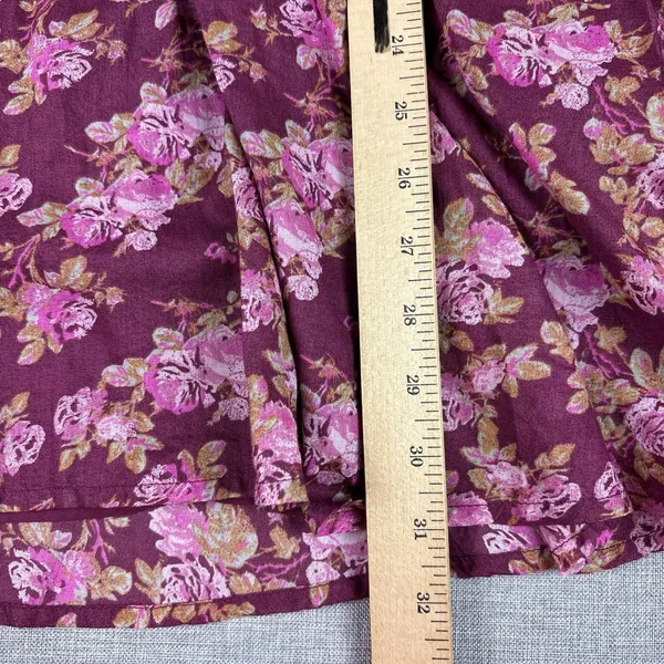 Free People Dress Womens Small Purple Floral Smocked Fit Flare Mini Long Sleeve‎ - Image 7